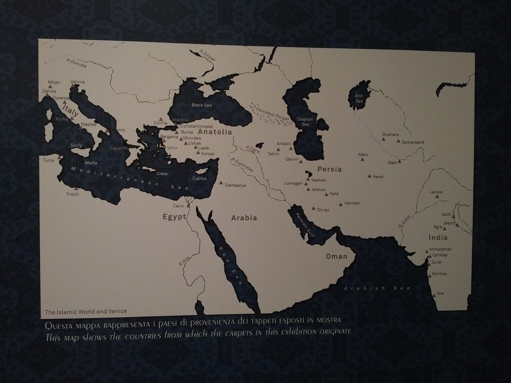 Exhibited carpets provenance map (Zaleski collection)